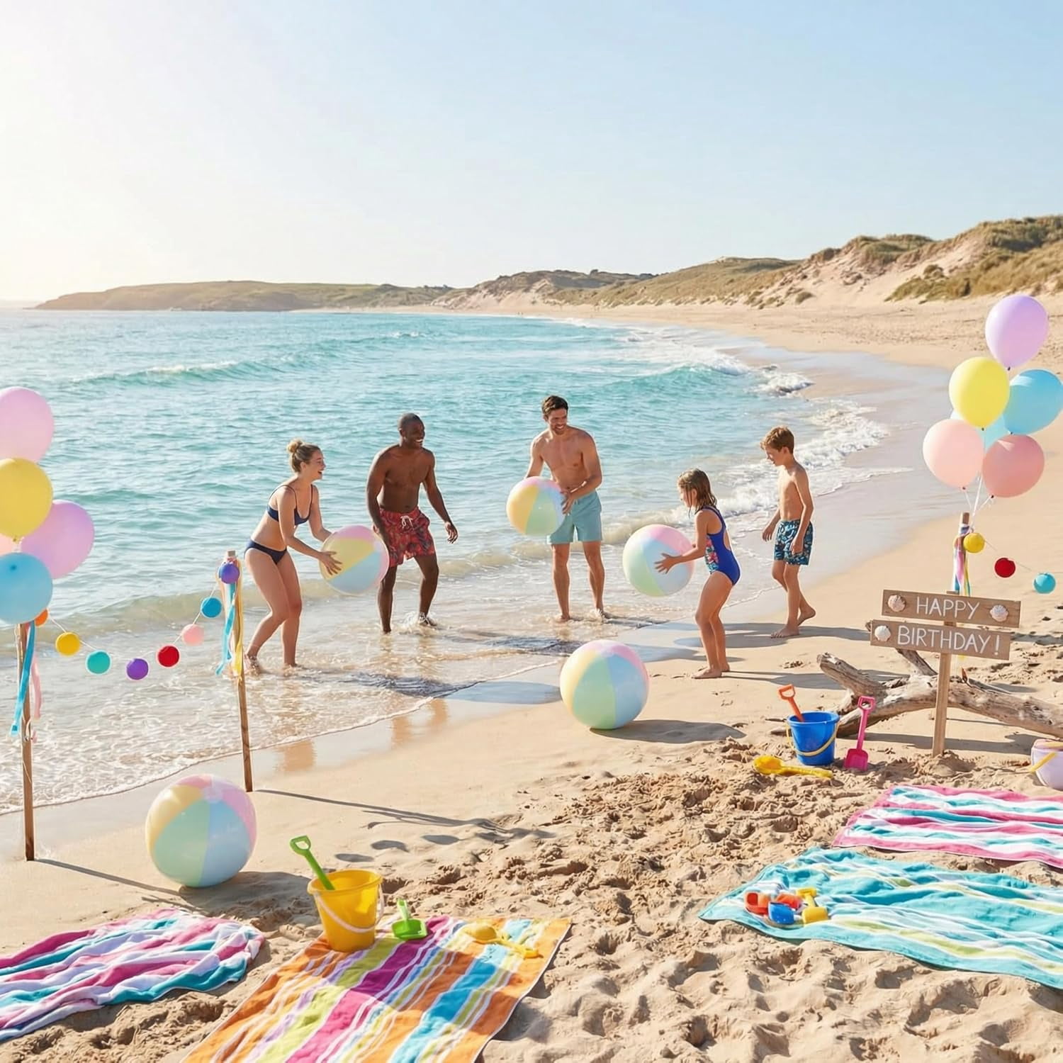 FENLEI 12 Pcs 12.5 Inch Pastel Inflatable Beach Balls Macaron Color Bulk for Summer Pool Party Water Games Birthday Baby Shower Decorations Favors
