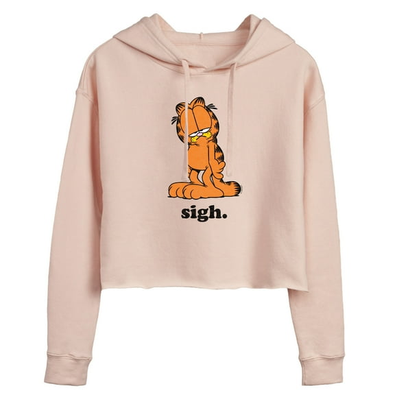 Garfield - Sigh Garfield - Juniors Cropped Pullover Hoodie