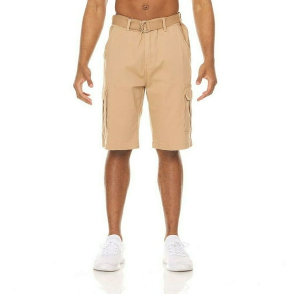 Men's Cargo Shorts Casual Utility Cargo Pockets Lightweight Belted Shorts, Navy, 40
