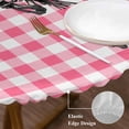 thumbnail image 6 of Round Tablecloth Vintage Valentine's Day Elastic Edge Fitted Skull Rose Plastic Table Cover,Waterproof Oil Proof for Dinner,Outdoor, Picnic, 45"- 54" DIA Tables Pink White Plaid, 6 of 8