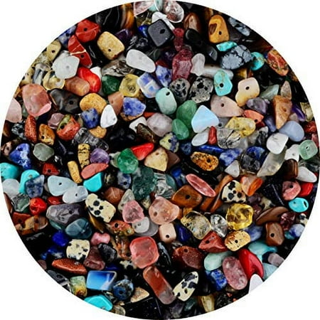 Natural Chip Stone Beads Multicolor 5-8mm About 400 Pieces Irregular Gemstones Healing Crystal Loose Rocks Bead Hole Drilled DIY for Bracelet Jewelry Making Crafting (5-8mm, Multicolor)