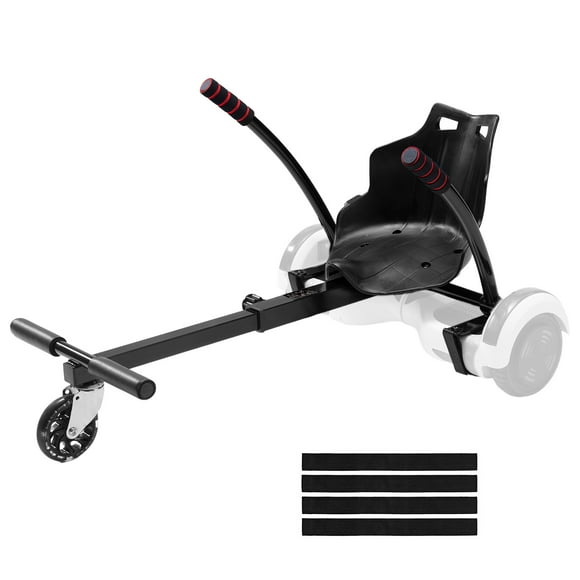 KFFKFF Hoverboard Go-Kart Kit, Fits 6.5"-10" Boards, LED Lights, Hand Controls, Telescoping Frame, 220 LBS Weight Limit, Hoverboard Attachment for Children and Adults