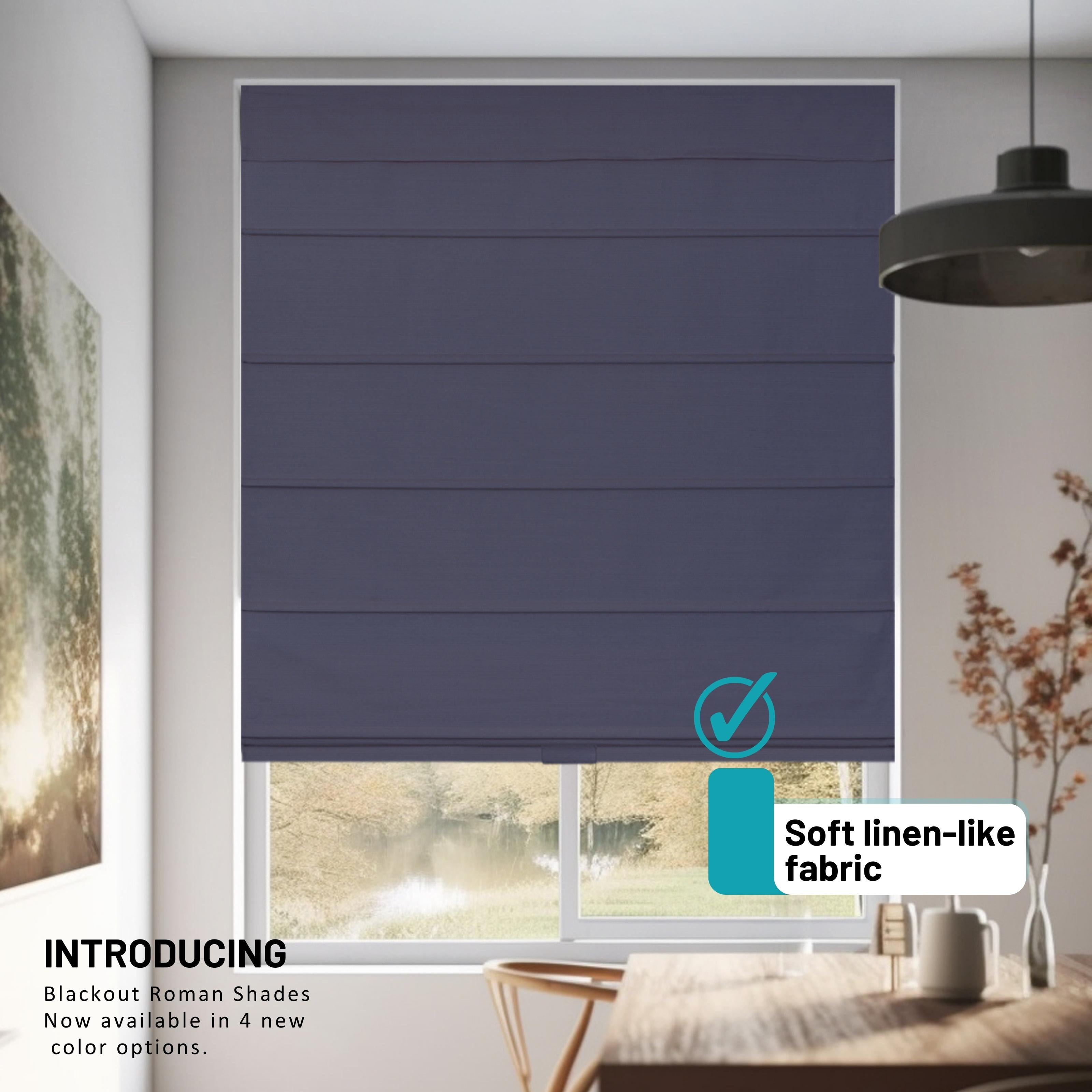 Chicology Cordless Roman Shades, Navy (Blackout), 48"W X 64"H