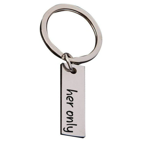 Stainless Steel Engraved Couple Keychain Her Steel Engraved Couple Keychain Only His One Boyfriend Wife Valentine Gifts Key Chain