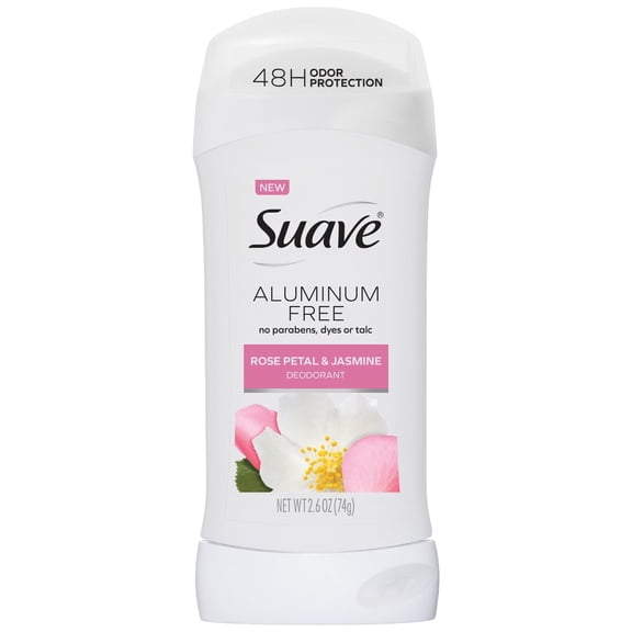 Suave Essentials Aluminum Free Rose Petal & Jasmine, 2.6 Oz
