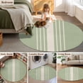thumbnail image 5 of Round Rugs 5Ft, Sage Green Beige Striped Round Area Rug Washable Indoor Throw Carpet, Modern Farmhouse Retro Lines Soft Non Slip Circle Rug for Cabinet Bathroom Home Decor Aesthetic, 5 of 8