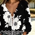 thumbnail image 5 of Kezqiaxn Plus Size Blouses for Women Fashion Floral 3/4 Sleeve V-Neck Loose Casual Shirts Dressy Summer Tops Womens Clothes, 5 of 8