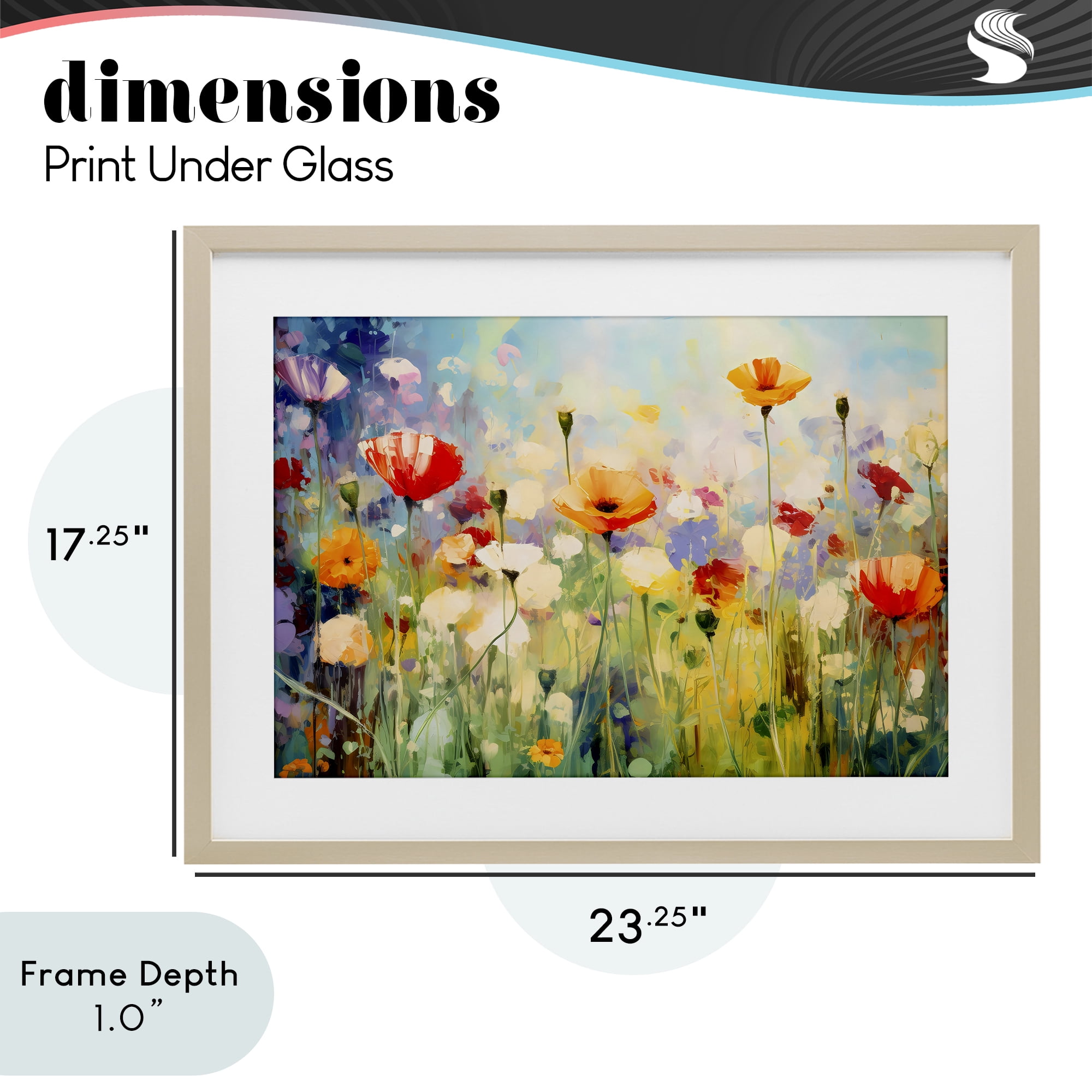 Stupell Industries Sunlit Meadow of Colorful Blooms Birch Framed Print Under Glass, design by Creative Studio