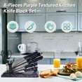 thumbnail image 4 of Kitchen Knife Set, 8-Pieces Purple Textured Kitchen Knife Block Set, Sharp Stainless Steel Chef Knife with PP Ergonomic Handle, Cooking Knife Set for Cutting Meat Vegetable, 4 of 7