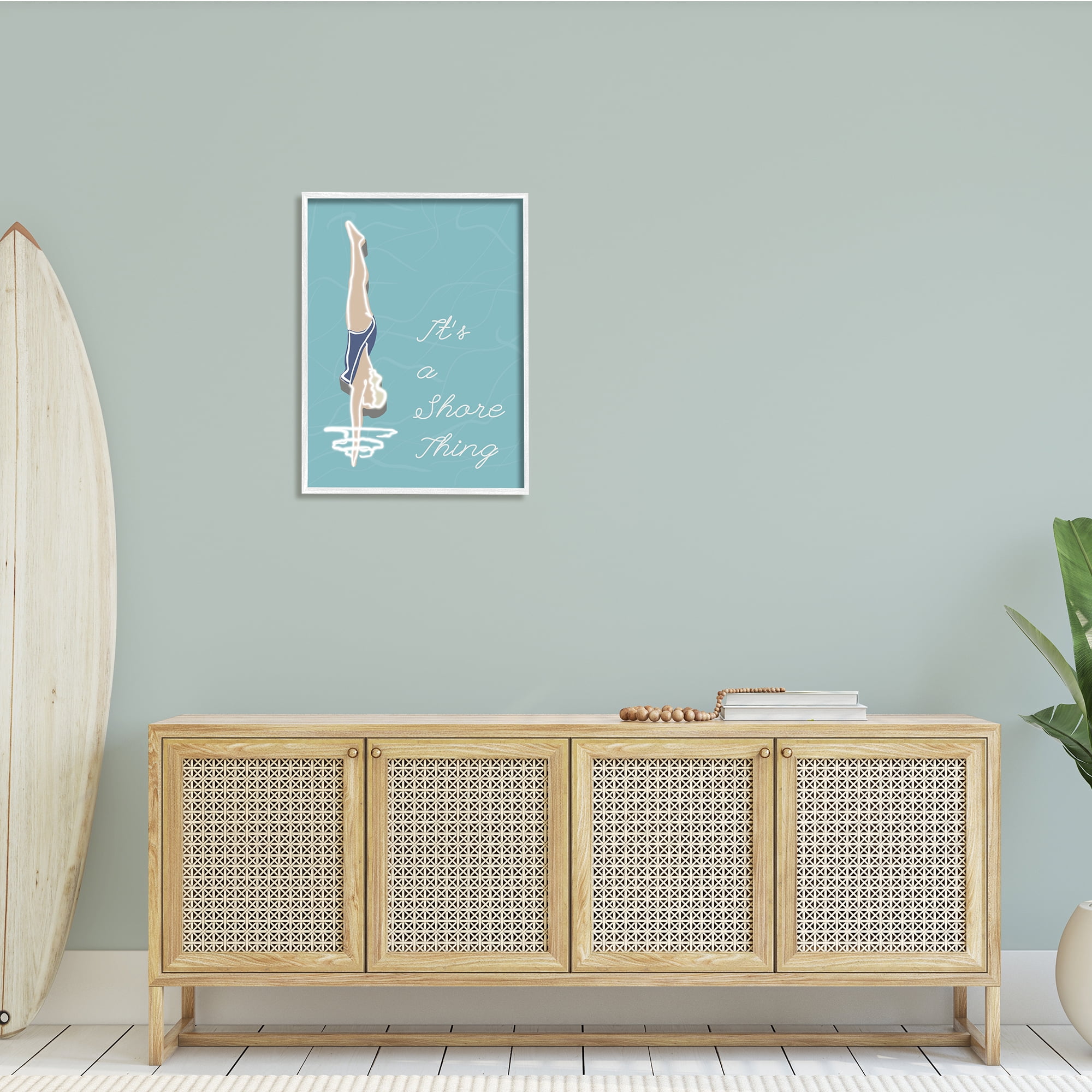 Stupell Indtries It’s a Shore Thing Swimming Pun Woman Diving,24 x 30,Design by Jen Bucheli
