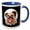 Blue/White, variant on 3drose, Funny Pug Dog with Donut Eating Sweet Cake, 11oz Two-tone Green Mug