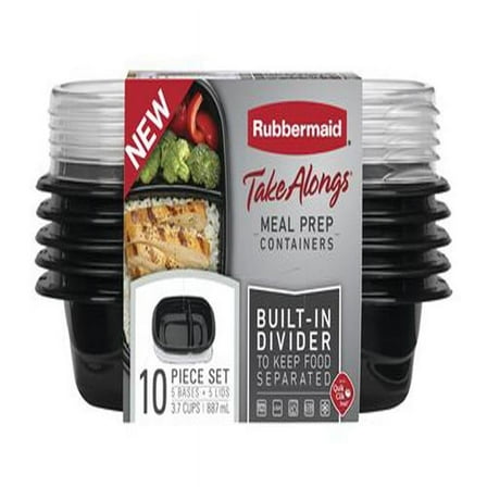 Rubbermaid  Take Alongs 3.7 Cups Food Container & Lid, Black - Pack of 5