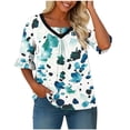 thumbnail image 2 of TaTaai Women's Summer V-Neck Top Printed Ruched Front Flared Half Sleeve Casual Chic Blouse Beach Vacation Daily Wear Gift, 2 of 6