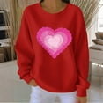 thumbnail image 3 of Felirenzacia Plus Size Women’s Valentine Hoodie Love Heart Print Long Sleeve Casual Comfy Pullover Top Romantic Holiday Outfit Women’s Fashion, Red,S, 3 of 4