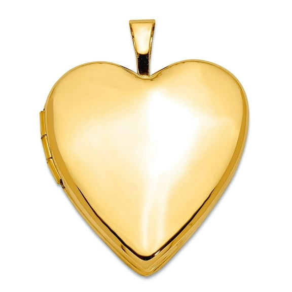 14k Yellow Gold Holds 2 photos 20mm Plain Polished Love Heart Locket Locket Necklace for Women