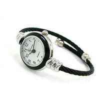 New Geneva Black Silver Cable Band Women's Small Size Bangle Watch