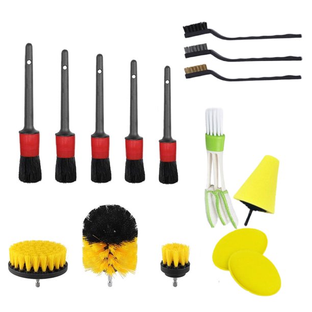 Kit de cepillos de limpieza de 17 piezas, herramientas multifunción para limpiar el polvo y la suciedad, para alfombras de baño Likrtyny Accesorios para autos y motos