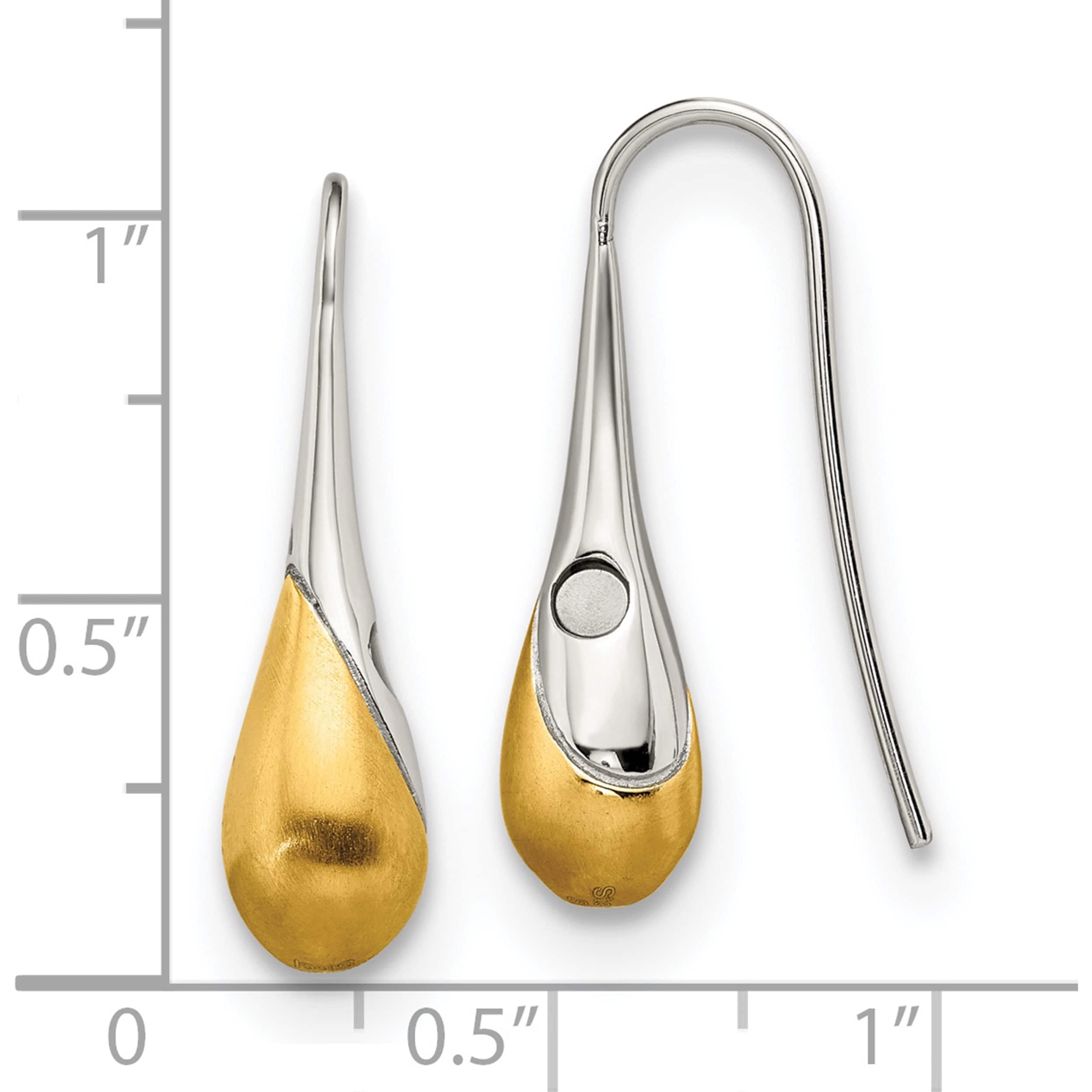 Stainless Steel Brushed & Polished Yellow Ip Magnetic Shepherd Hook Earring (26.5 X 6.5) Made In China sre1567