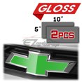 thumbnail image 2 of 2Pcs 5"x10" Chevy Emblem Bowtie Gloss Green Vinyl Wrap Sticker Decal Film Sheet, 2 of 8