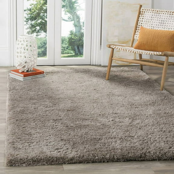 SAFAVIEH Sybella Solid Plush Polyester Sheep Shag Area Rug, Silver, 3' x 5'