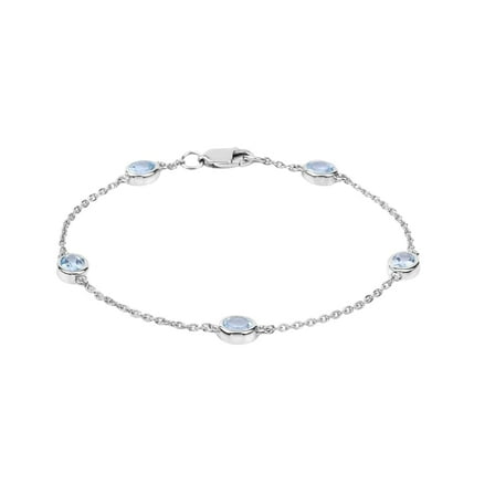 Genuine Blue Topaz Bracelet in 925 Sterling Silver 1.80 Carats By The Yard Bezel Bracelet Topaz Jewelry For Women- December Birthstone Jewelry Gift For Her