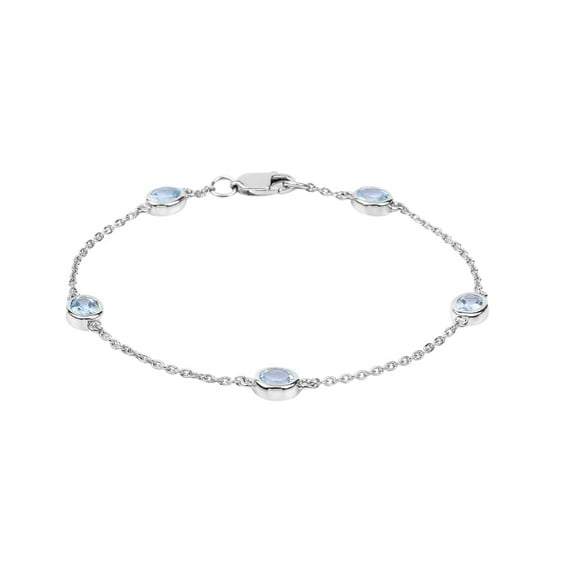 Genuine Blue Topaz Bracelet in 925 Sterling Silver 1.80 Carats By The Yard Bezel Bracelet Topaz Jewelry For Women- December Birthstone Jewelry Gift For Her
