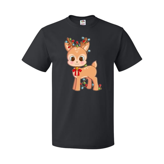 Inktastic Cute Christmas Reindeer with Christmas Lights T-Shirt
