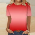 thumbnail image 2 of Womens Tops Trendy Plus Size Gradient Short Sleeve Shirts for Women Crew Neck Casual Loose Summer T-Shirts (Red XL), 2 of 4