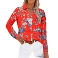 thumbnail image 4 of Sakmal Floral Womens Blouse Long Sleeve V-Neck Button Up Shirts Red Blouses Going Out Tops, 4 of 5