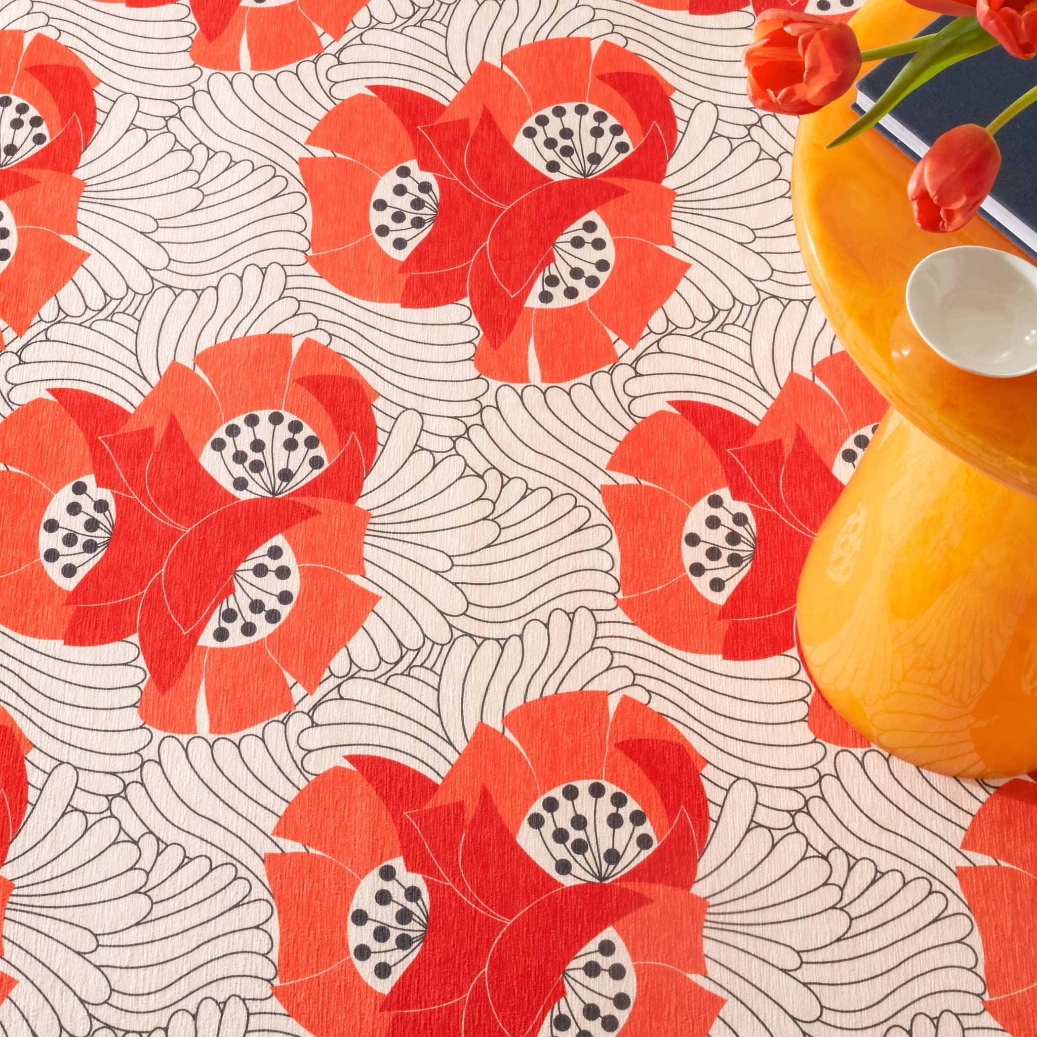 Dash & Albert Japanese Poppy Machine Washable Rug, 3' x 5', Multi