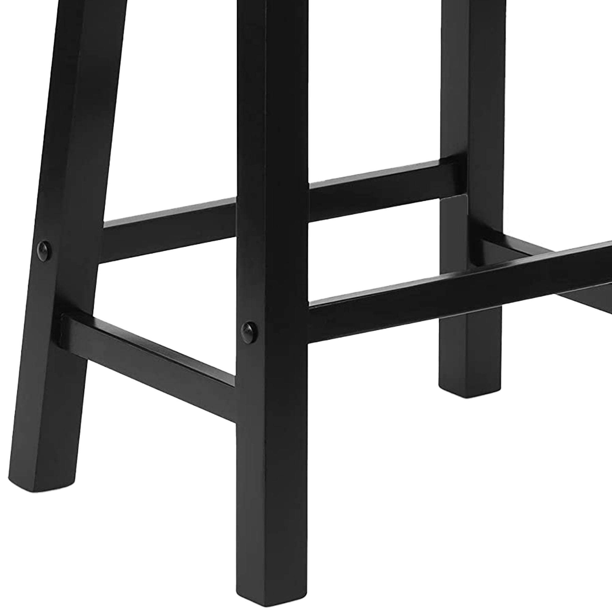 PJ Wood Classic Saddle Seat 24'' Kitchen Bar Counter Stool, Black (5 Pack)