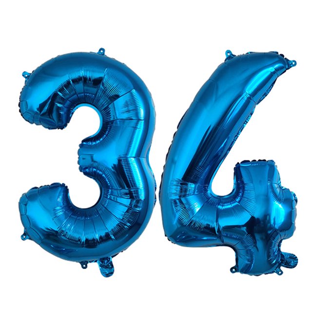 Globos de helio de aluminio de 32 pulgadas, de feliz cumpleaños decoración de fiesta, figuras grandes, números 10, 20, 30, 40, 50, 60 y 70(number-34