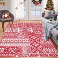 thumbnail image 6 of Christmas Area Rug 8x10 Rug Non-Slip Rubber Back Washable Low-Pile Indoor Accent Throw Rug Floor Cover, 3'x5', Red, 6 of 7