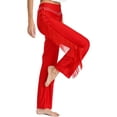 thumbnail image 3 of dPois Pantalon de Danse à Franges pour Femmes, Tango, Rumba, Latin, Danse de Salon, Danse Moderne, Entraînement, Rouge, TG, 3 of 7