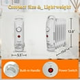 thumbnail image 3 of Caynel Mini Electric Oil Filled Radiator Portable Indoor Space Heater 7-Fin with Thermostat,Energy Saving,700W, White, 3 of 7