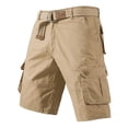 thumbnail image 2 of Men's Cargo Shorts Fit Shorts Outdoor Work Relaxed Casual Hiking Tactical Cotton Shorts Knee Length No Belt Khaki M, 2 of 5