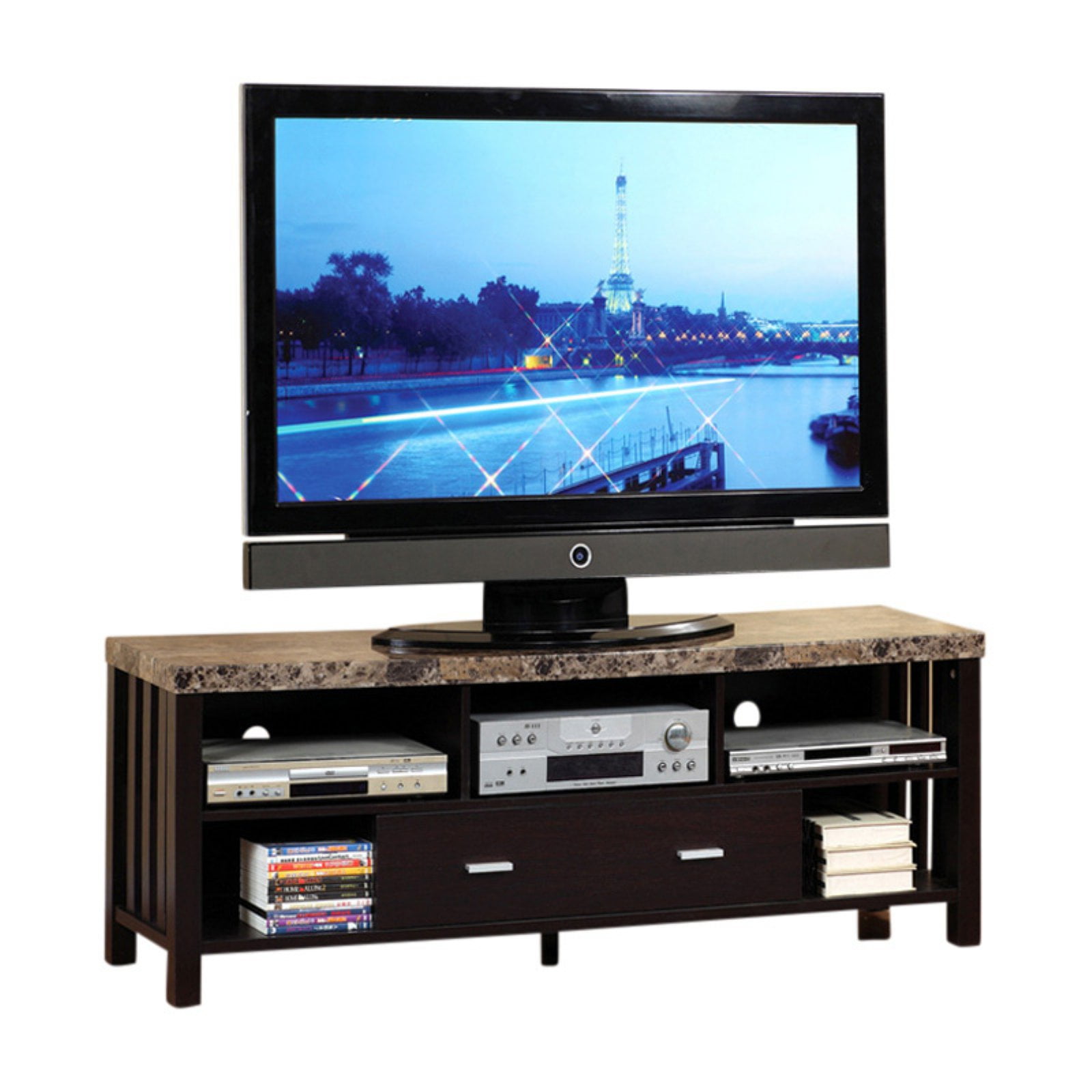 Smart Home 60 in. Faux Marble TV Stand Red Cocoa