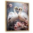 thumbnail image 2 of Designart "Swan Serenade in Pink and White Blooms II" Animals Framed Wall Art - Traditional White Swans Living Room Framed Canvas Art, 2 of 6
