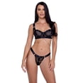 thumbnail image 3 of Roma Confidential Women's "Studs & Kisses" 2-Piece Teal Plush Elastic and Mesh with Chains Bra Set in Size Large, 3 of 3