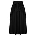 thumbnail image 4 of Elainilye Fashion Pleated Skirt Elegant High Waisted Skirt with Front Lace Up Pleats and Ankle Skirt,Black, 4 of 6