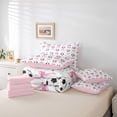 thumbnail image 6 of Erosebridal Cute Bow Knot 7-Piece Twin Bedding Sets For Girl,Football Sport Games Ball Theme Kids Bedding Comforter Set,Reversible Pink, 6 of 7