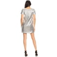thumbnail image 2 of Robe Mini T-Shirt à Manches Courtes Col en V à Paillettes Scintillantes pour Femmes, 2 of 5