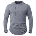 thumbnail image 2 of FAIWAD Men's Athletic Hooded Shirts Long Sleeve Workout Lightweight Pullover Tops Casual Running Gym Hoodie, 2 of 7