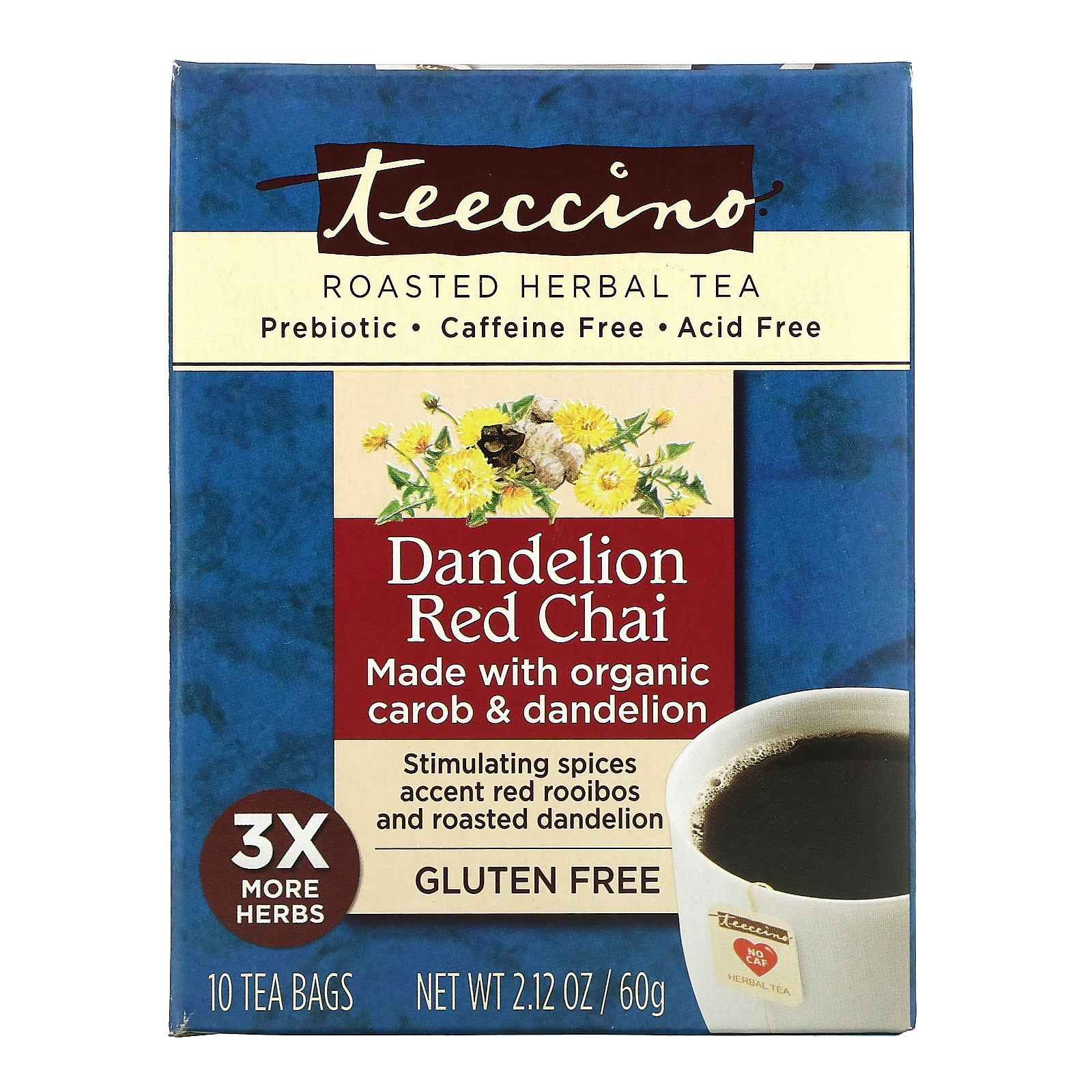 Teeccino 231602 Dandelion Red Chai Chicory Herbal Tea