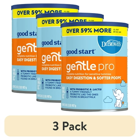 (3 pack) Good Start Dr. Brown’s Gentle Pro Baby Formula, 32 oz