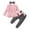 B-Pink, variant on Atogsazn Baby Girls 3PCs Set Kids Ruffle Button Long Sleeve Dress and Pants Outfit with Headband Fashion Fall Clothes B-Pink 6-9 Months
