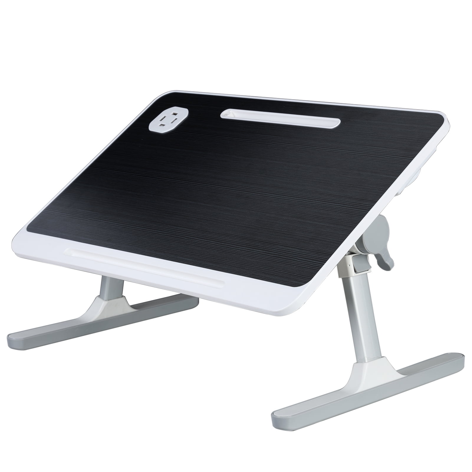 Nanly Foldable Laptop Bed Tray Desk, Heights and Angles Adjustable Laptop Bed Table with USB Fan and Small Lamp Portable Laptop Stand for Eating, Working, Writing in Sofa Couch Floor