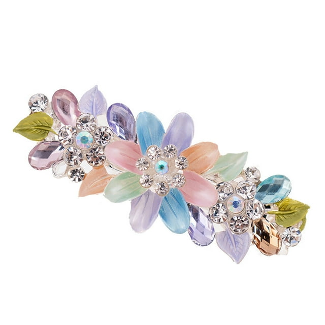 Guardoinrt Fleur Barrettes Mode Cristal Épingle à Cheveux Accessoire Dames Clips Élégant Coloré 1Set