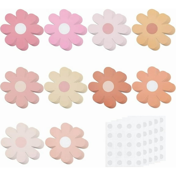 100Pcs 10 Colors Flower Paper Cutouts Floral Bulletin Board Decorations Assorted Colorful Flowers Spring Summer Blank Paper Cut Outs DIY