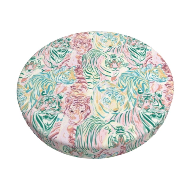 Balery Watercolor Tiger Fundas de asiento para taburete de bar redondo de tela de terciopelo ajustables que protegen de arañazos y manchas para sillas de 14 a 17 pulgadas.-14 inch